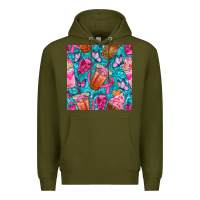 Army Green breast cancer coffee cups with butterfly seamless pattern bbs Premium Hoodie - BundleAndBundleShop