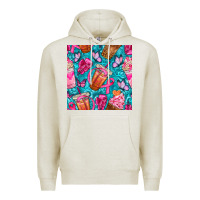 Oatmeal Heather breast cancer coffee cups with butterfly seamless pattern bbs Premium Hoodie - BundleAndBundleShop