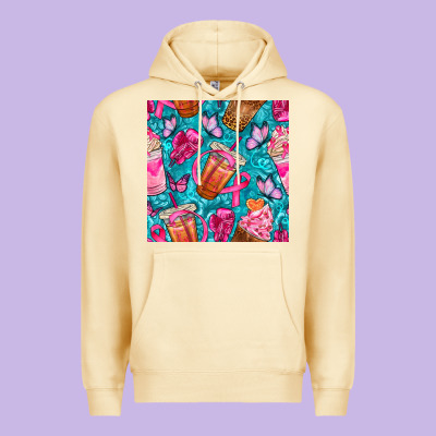 Breast Cancer Coffee Cups With Butterfly Seamless Pattern Bbs Premium Hoodie Designed By Bundleandbundleshop
