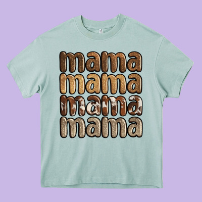Faux Sequins Mama Heavy Core Tee Designed By Jahusdesignshop