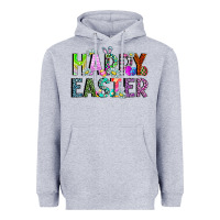 Heather Grey Happy Easter Heavyweight Hoodie - CowhideDigitalArt