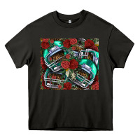 Asphalt floral american football  helmet Heavy Core Tee - NancyCooperArtShop