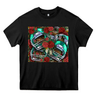Black floral american football  helmet Heavy Core Tee - NancyCooperArtShop