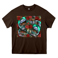 Chocolate Brown floral american football  helmet Heavy Core Tee - NancyCooperArtShop