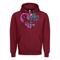 Burgundy This Girls Fought and Won Cancer Zipper Hoodie - BundleAndBundleShop