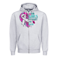 Heather Grey This Girls Fought and Won Cancer Zipper Hoodie - BundleAndBundleShop