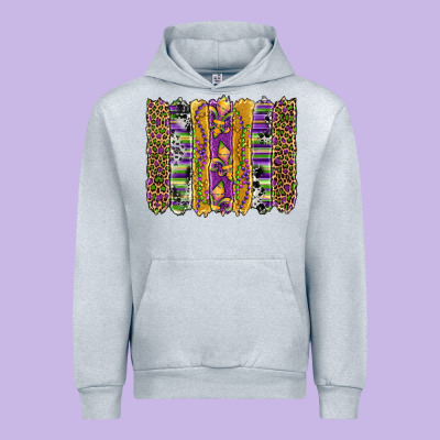 Mardi Gras Fleur De Lis Cowhide Serape Leopard Glitter Brushstrokes Urban Hoodie Designed By Artiststas