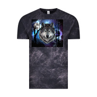 Cloud Black wolf and full moon Vintage Tee - RanaPortraitStore