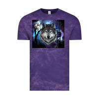 Cloud Purple wolf and full moon Vintage Tee - RanaPortraitStore