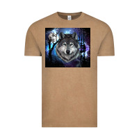 Vintage Coffee wolf and full moon Vintage Tee - RanaPortraitStore
