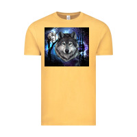 Vintage Mustard wolf and full moon Vintage Tee - RanaPortraitStore