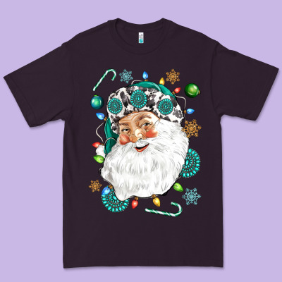 Western Santa Christmas Premium Tee Designed By Nancycooperartshop