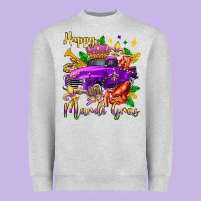 Happy Mardi Gras Truck Olivia Heavyweight Sweatshirt Designed By Oliviacreatesart