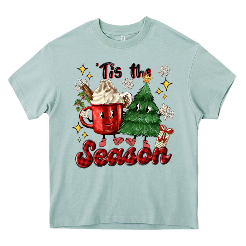 'tis The Season With Christmas Tree And Hot Cocoa Heavy Core Tee by MaliasSmallBusiness | Teevron