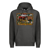 Charcoal Heather Merry Christmas Tractor Premium Hoodie - RanaPortraitStore