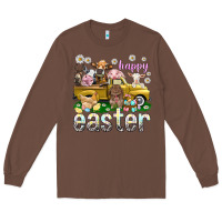 Chestnut Happy Easter truck with farm animals Easter Day Long Sleeve Tee - HowdyJamesFarm