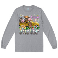 Heather Grey Happy Easter truck with farm animals Easter Day Long Sleeve Tee - HowdyJamesFarm