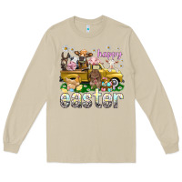 Mushroom Happy Easter truck with farm animals Easter Day Long Sleeve Tee - HowdyJamesFarm