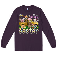 Plum Happy Easter truck with farm animals Easter Day Long Sleeve Tee - HowdyJamesFarm