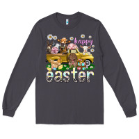Smoke Happy Easter truck with farm animals Easter Day Long Sleeve Tee - HowdyJamesFarm