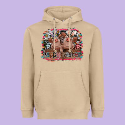 Happy Easter Heavyweight Hoodie Designed By Cowhidedigitalart