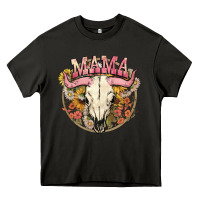 Asphalt bullskull mama Heavy Core Tee - NancyCooperArtShop