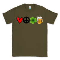 Army Green Funny St Patricks Day Love Peace Clover and Beer Classic Tee - Bettercallsaul