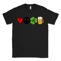 Black Funny St Patricks Day Love Peace Clover and Beer Classic Tee - Bettercallsaul