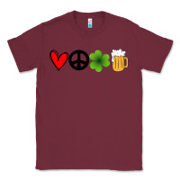 Burgundy Funny St Patricks Day Love Peace Clover and Beer Classic Tee - Bettercallsaul