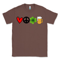Chestnut Funny St Patricks Day Love Peace Clover and Beer Classic Tee - Bettercallsaul