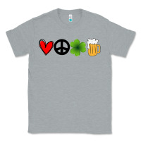 Heather Grey Funny St Patricks Day Love Peace Clover and Beer Classic Tee - Bettercallsaul