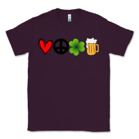 Plum Funny St Patricks Day Love Peace Clover and Beer Classic Tee - Bettercallsaul