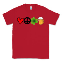 Red Funny St Patricks Day Love Peace Clover and Beer Classic Tee - Bettercallsaul