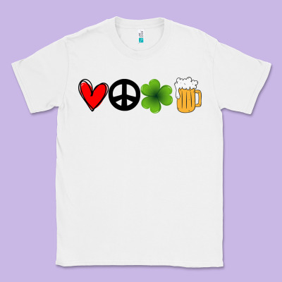 Funny St Patricks Day Love Peace Clover And Beer Classic Tee Designed By Bettercallsaul