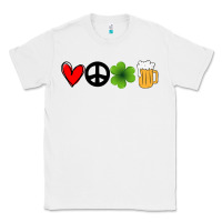 White Funny St Patricks Day Love Peace Clover and Beer Classic Tee - Bettercallsaul