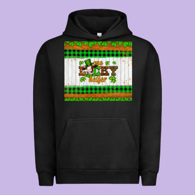 St Patricks One Lucky Heifer Urban Hoodie Designed By Artiststas