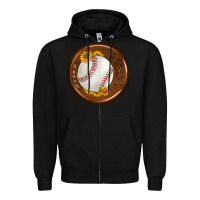 Black baseball with sunflower round earrings Zipper Hoodie - BundleAndBundleShop