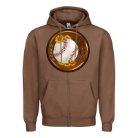 Chestnut baseball with sunflower round earrings Zipper Hoodie - BundleAndBundleShop