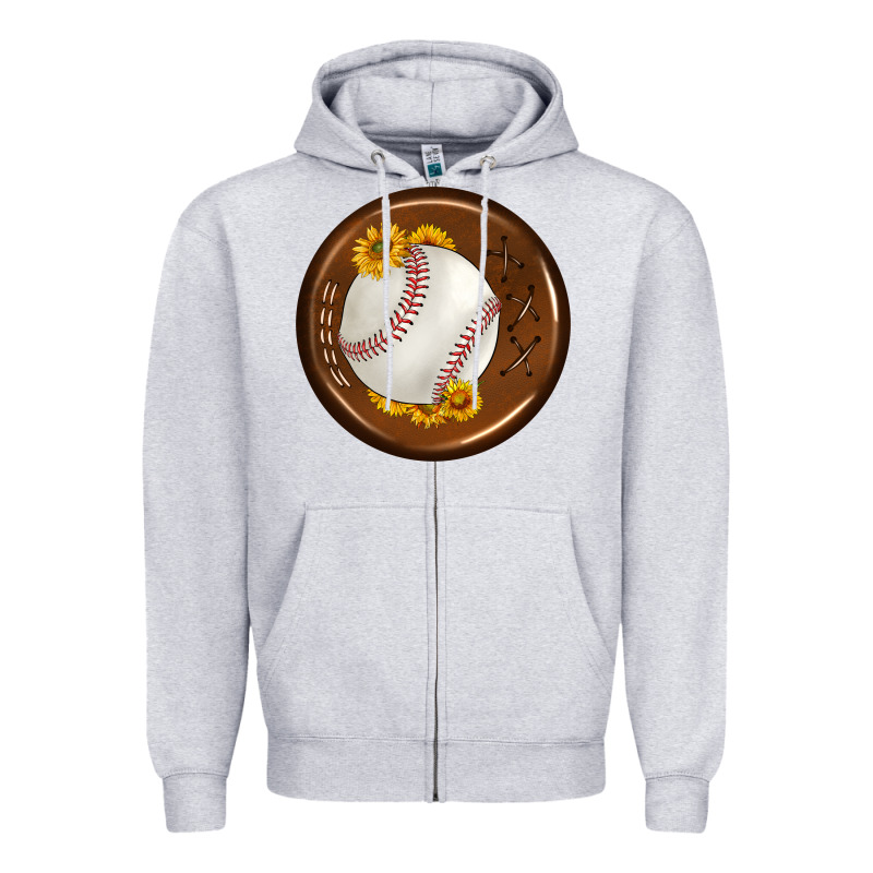 Baseball With Sunflower Round Earrings Zipper Hoodie by BundleAndBundleShop | Teevron