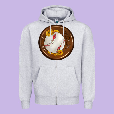 Baseball With Sunflower Round Earrings Zipper Hoodie Designed By Bundleandbundleshop