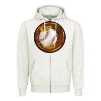 Oatmeal Heather baseball with sunflower round earrings Zipper Hoodie - BundleAndBundleShop