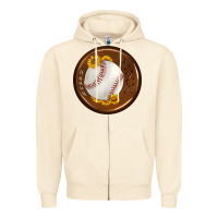 Sandshell baseball with sunflower round earrings Zipper Hoodie - BundleAndBundleShop