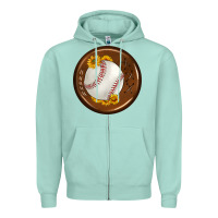 Seafoam baseball with sunflower round earrings Zipper Hoodie - BundleAndBundleShop