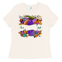 Bone halloween nurse pumpkin custom name Ladies Tee - NancyCooperArtShop