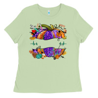 Matcha halloween nurse pumpkin custom name Ladies Tee - NancyCooperArtShop