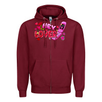 Burgundy hey lover flip phone Zipper Hoodie - FaDigitalArtStudio
