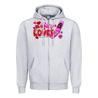 Heather Grey hey lover flip phone Zipper Hoodie - FaDigitalArtStudio