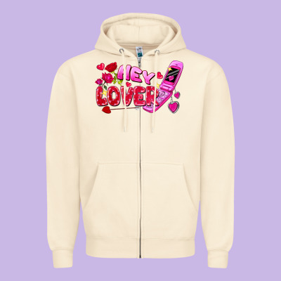 Hey Lover Flip Phone Zipper Hoodie Designed By Fadigitalartstudio