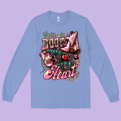Boots Never Broke My Heart Long Sleeve Tee Designed By Howdyjamesfarm