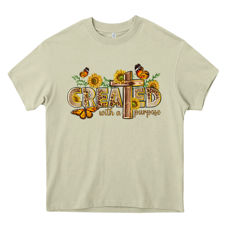Created With A Purpose With Sunflower And Butterfl Heavy Core Tee by NancyCooperArtShop | Teevron